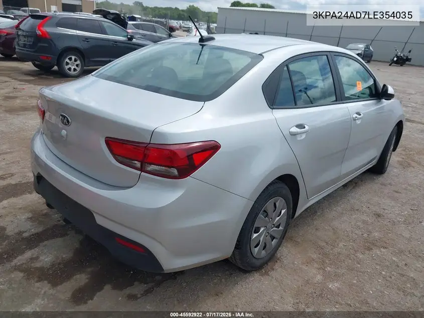 2020 Kia Rio Lx VIN: 3KPA24AD7LE354035 Lot: 45592922