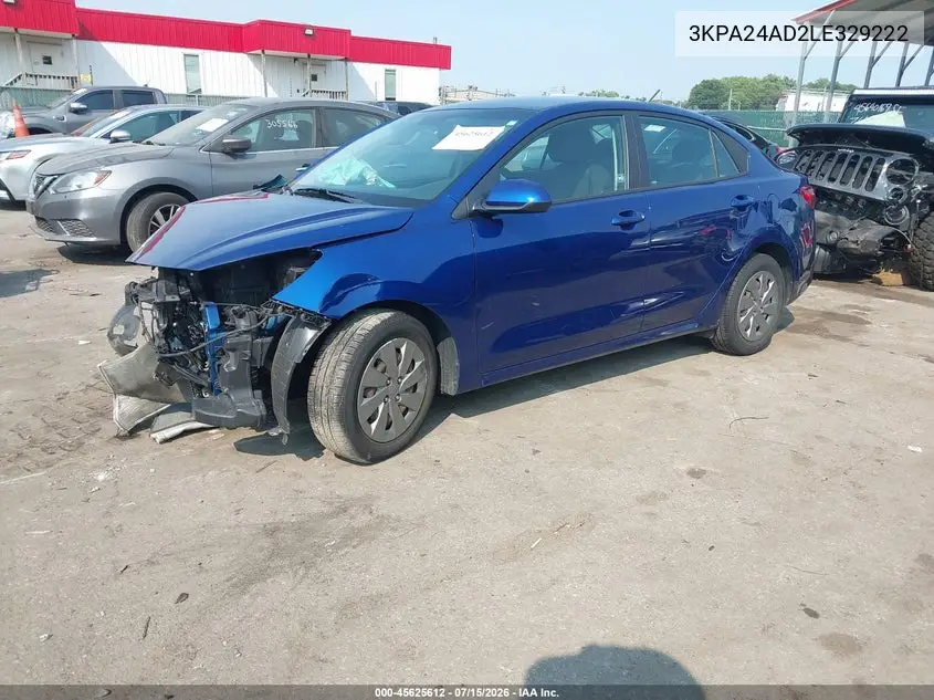 2020 Kia Rio S VIN: 3KPA24AD2LE329222 Lot: 45625612