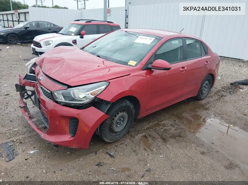 2020 Kia Rio S VIN: 3KPA24AD0LE341031 Lot: 45634778