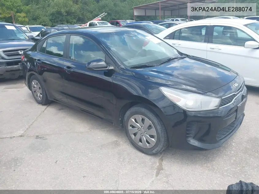2020 Kia Rio S VIN: 3KPA24AD4LE288074 Lot: 45636685