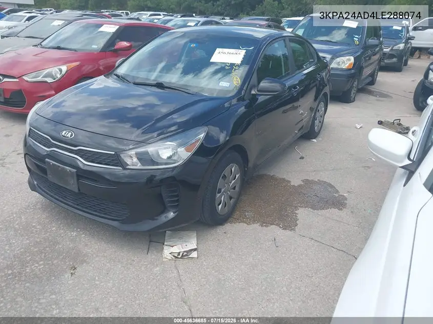 2020 Kia Rio S VIN: 3KPA24AD4LE288074 Lot: 45636685