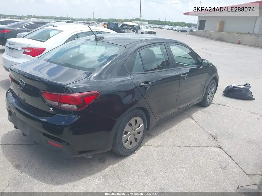 2020 Kia Rio S VIN: 3KPA24AD4LE288074 Lot: 45636685