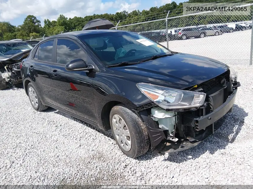 2021 Kia Rio Lx VIN: 3KPA24AD6ME429065 Lot: 45578160