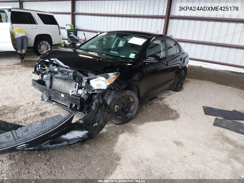 2021 Kia Rio S VIN: 3KPA24ADXME425178 Lot: 45617638