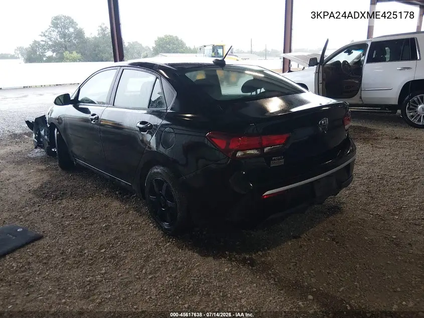 2021 Kia Rio S VIN: 3KPA24ADXME425178 Lot: 45617638