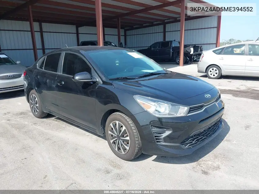 2021 Kia Rio S VIN: 3KPA24AD5ME394552 Lot: 45645227
