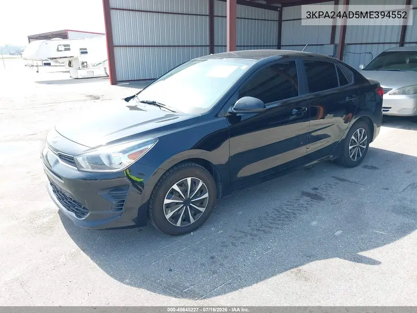 2021 Kia Rio S VIN: 3KPA24AD5ME394552 Lot: 45645227