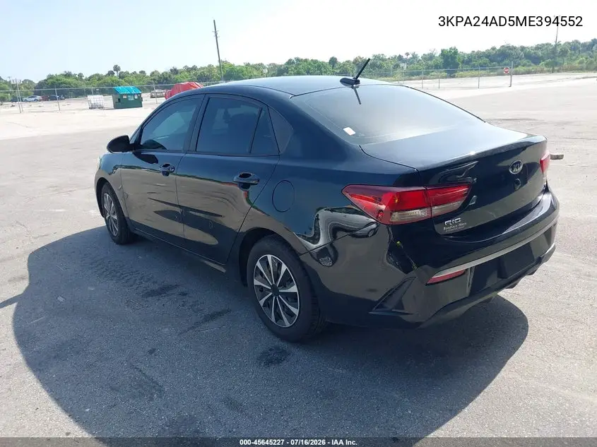 2021 Kia Rio S VIN: 3KPA24AD5ME394552 Lot: 45645227