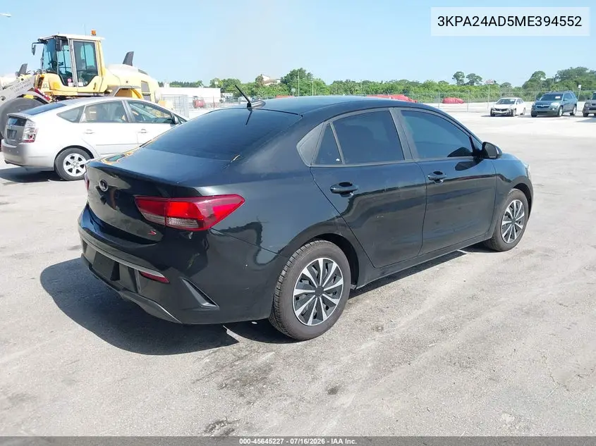 2021 Kia Rio S VIN: 3KPA24AD5ME394552 Lot: 45645227