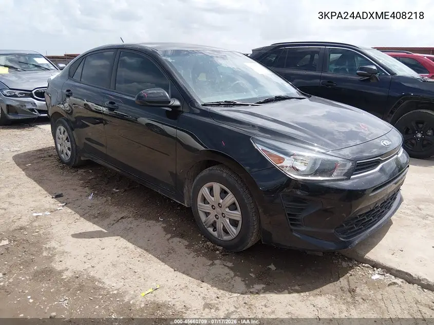 2021 Kia Rio Lx VIN: 3KPA24ADXME408218 Lot: 45660709