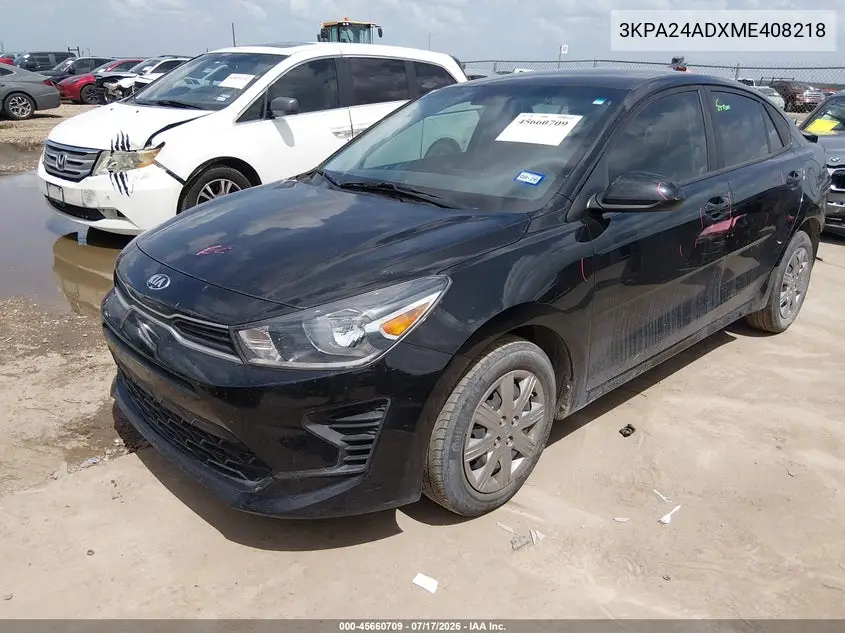2021 Kia Rio Lx VIN: 3KPA24ADXME408218 Lot: 45660709