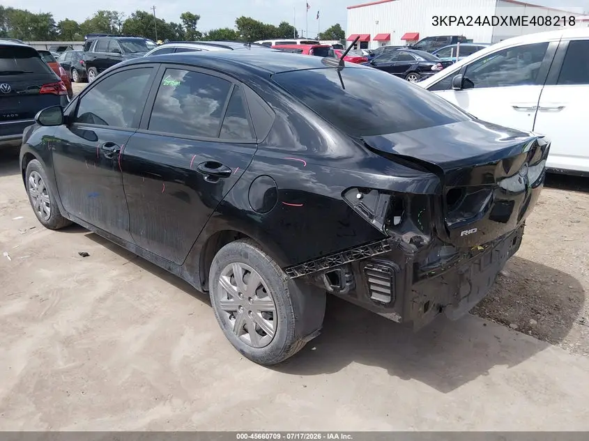 2021 Kia Rio Lx VIN: 3KPA24ADXME408218 Lot: 45660709