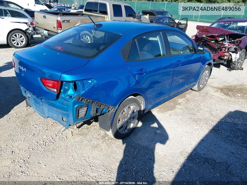 2022 Kia Rio S VIN: 3KPA24AD6NE489056 Lot: 45574277