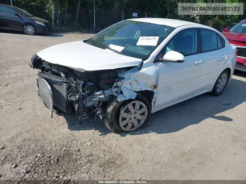 2022 Kia Rio S VIN: 3KPA24AD8NE482173 Lot: 45588979