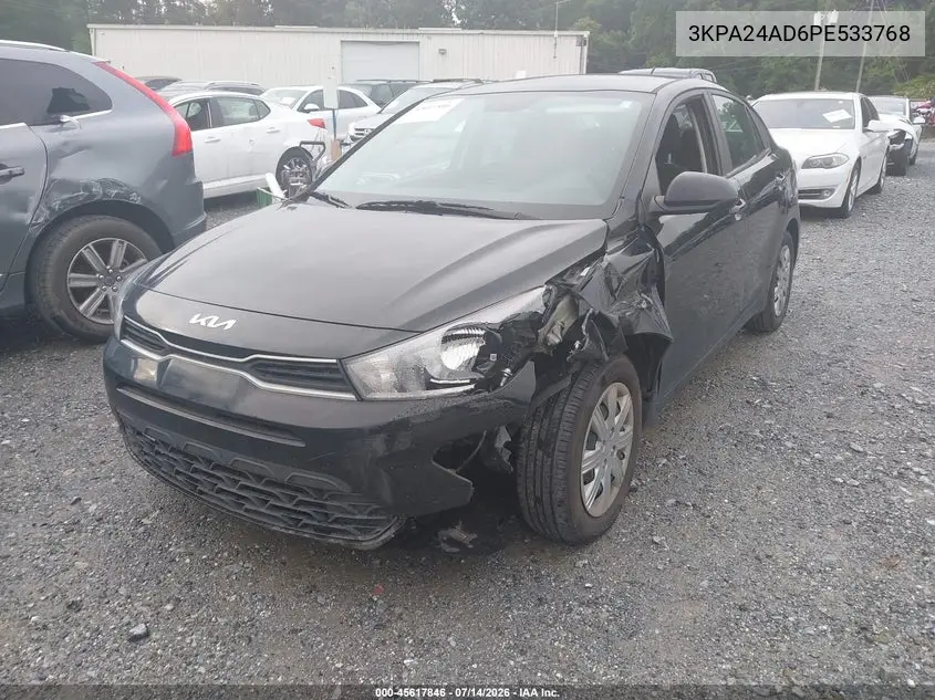 2023 Kia Rio Lx VIN: 3KPA24AD6PE533768 Lot: 45617846