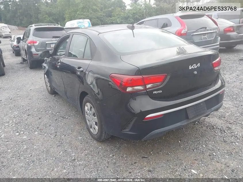 2023 Kia Rio Lx VIN: 3KPA24AD6PE533768 Lot: 45617846