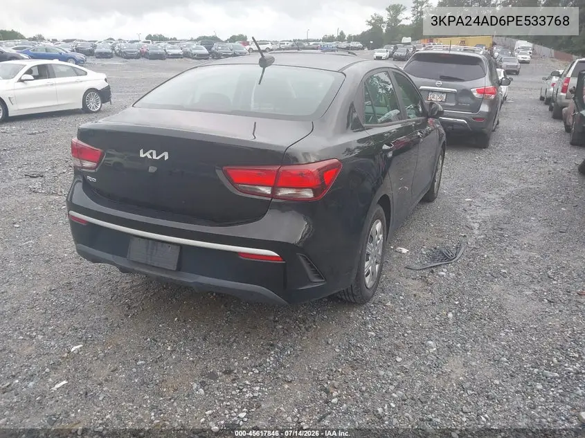 2023 Kia Rio Lx VIN: 3KPA24AD6PE533768 Lot: 45617846
