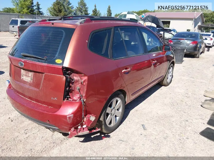2007 Kia Rondo Lx VIN: KNAFG525677121576 Lot: 45618508