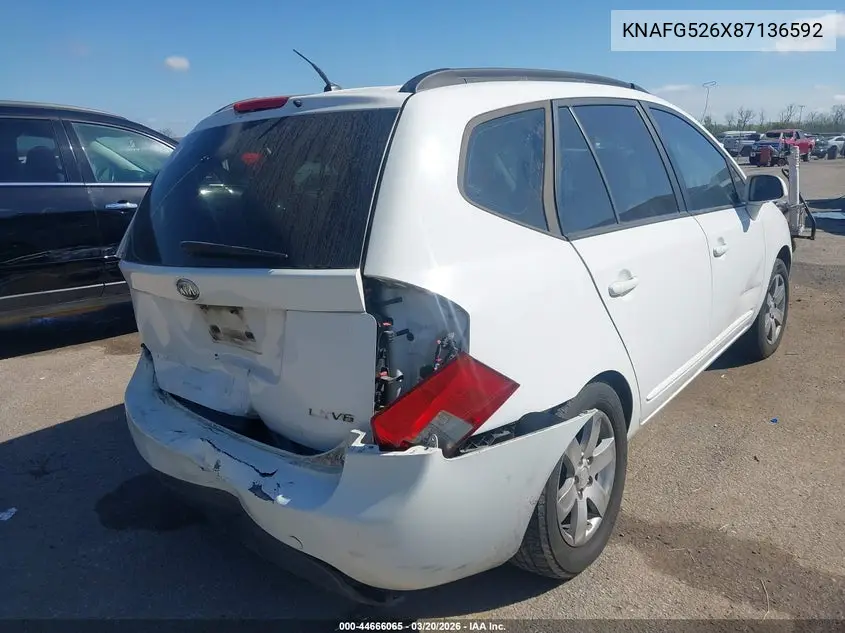 2008 Kia Rondo Lx V6 VIN: KNAFG526X87136592 Lot: 44666065
