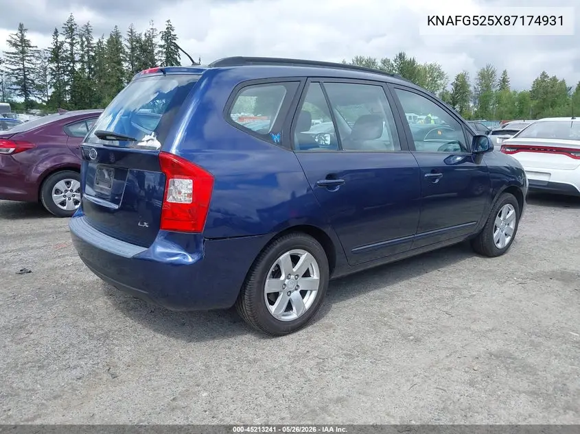 2008 Kia Rondo Lx VIN: KNAFG525X87174931 Lot: 45213241