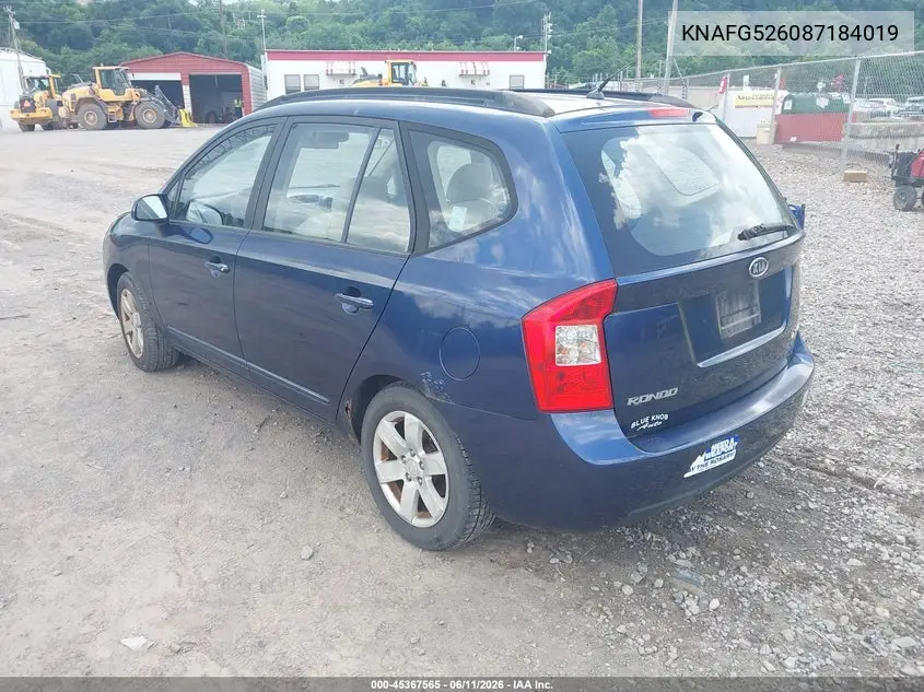 2008 Kia Rondo Lx V6 VIN: KNAFG526087184019 Lot: 45367565