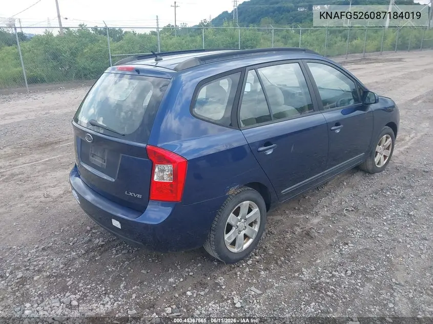 2008 Kia Rondo Lx V6 VIN: KNAFG526087184019 Lot: 45367565