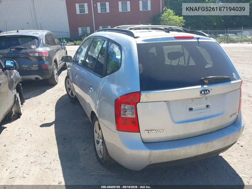 2008 Kia Rondo Ex V6 VIN: KNAFG526187194039 Lot: 45400100