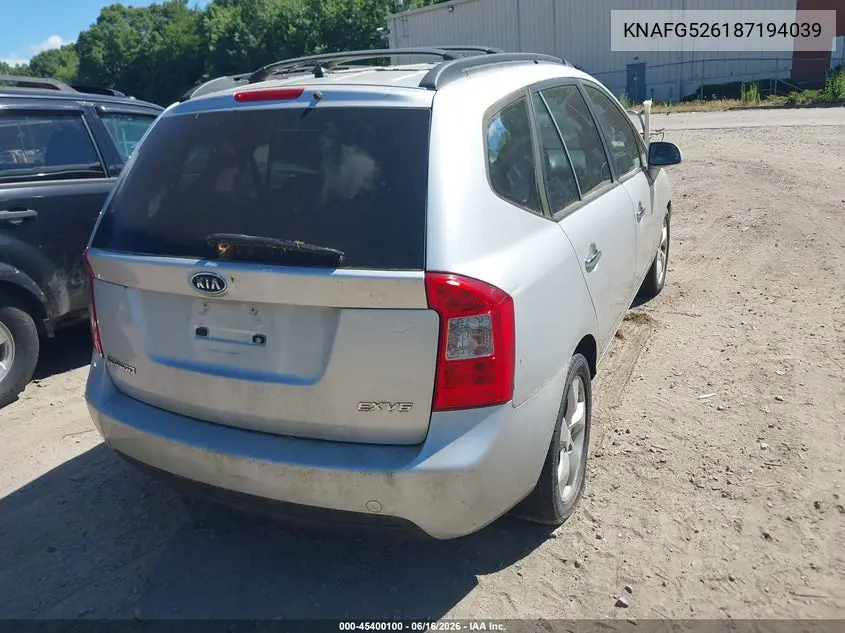 2008 Kia Rondo Ex V6 VIN: KNAFG526187194039 Lot: 45400100