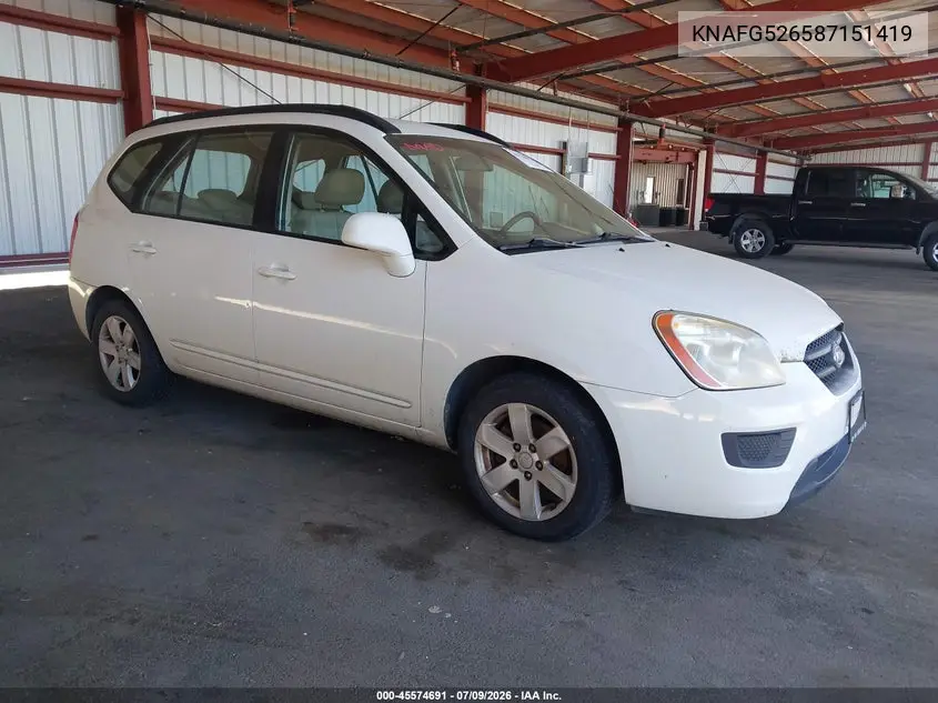 2008 Kia Rondo Lx V6 VIN: KNAFG526587151419 Lot: 45574691