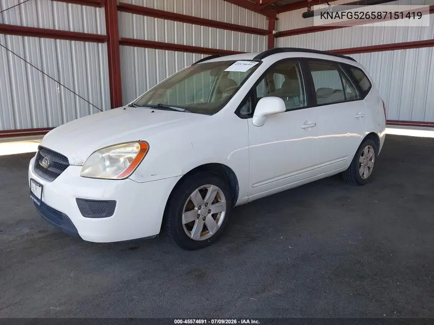 2008 Kia Rondo Lx V6 VIN: KNAFG526587151419 Lot: 45574691