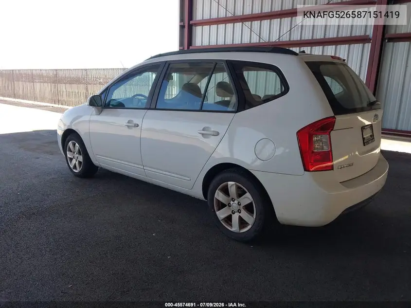 2008 Kia Rondo Lx V6 VIN: KNAFG526587151419 Lot: 45574691