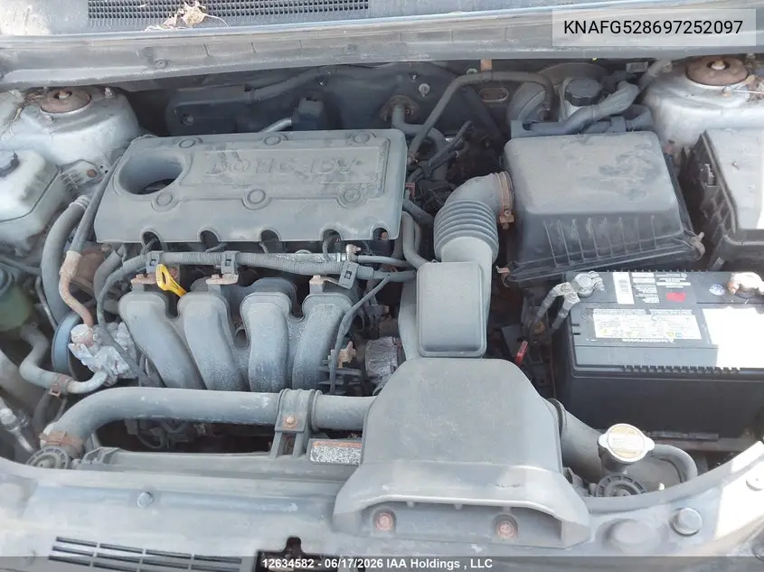 2009 Kia Rondo Ex/Ex-Premium/Lx VIN: KNAFG528697252097 Lot: 12634582x