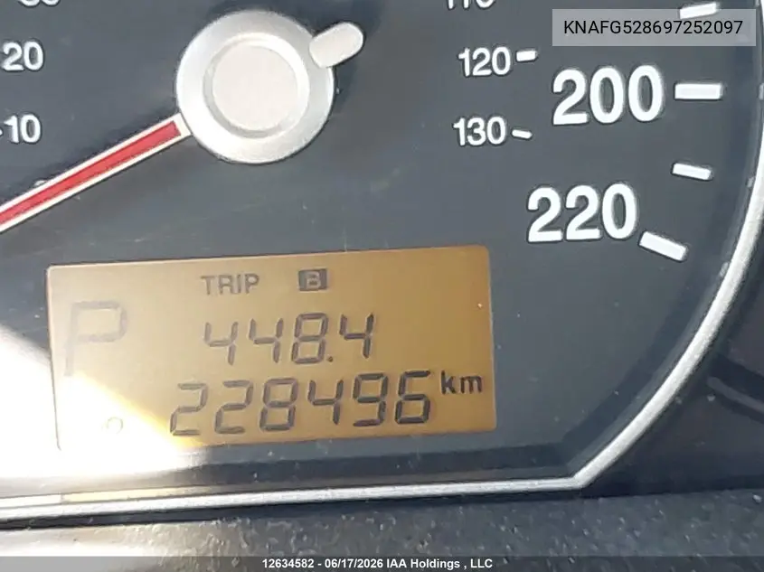 2009 Kia Rondo Ex/Ex-Premium/Lx VIN: KNAFG528697252097 Lot: 12634582x