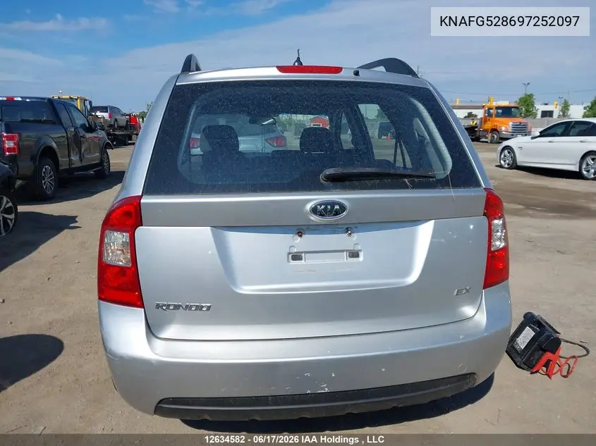 2009 Kia Rondo Ex/Ex-Premium/Lx VIN: KNAFG528697252097 Lot: 12634582x