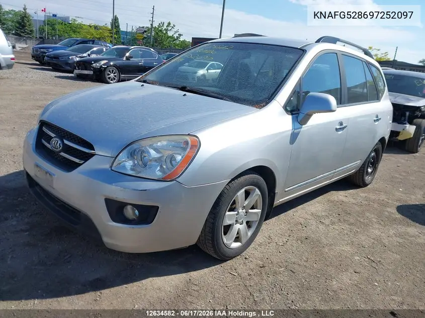 2009 Kia Rondo Ex/Ex-Premium/Lx VIN: KNAFG528697252097 Lot: 12634582x