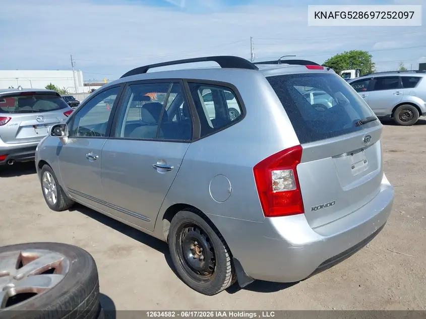 2009 Kia Rondo Ex/Ex-Premium/Lx VIN: KNAFG528697252097 Lot: 12634582x