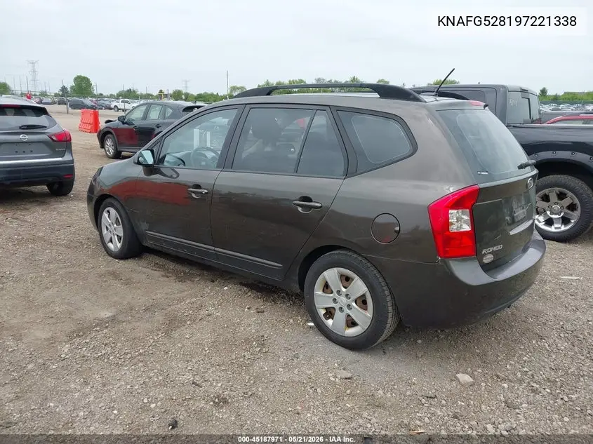 2009 Kia Rondo Lx VIN: KNAFG528197221338 Lot: 45187971