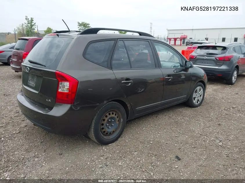 2009 Kia Rondo Lx VIN: KNAFG528197221338 Lot: 45187971