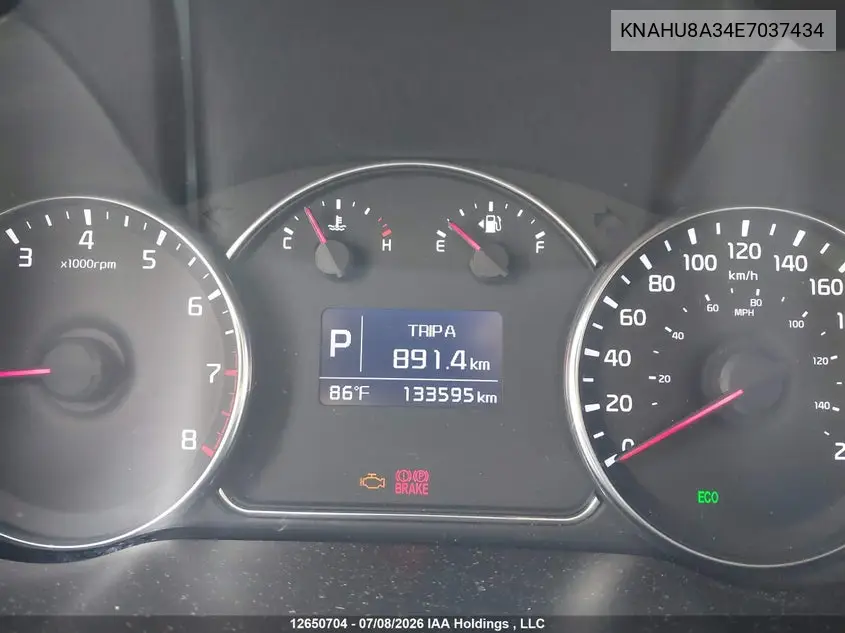 2014 Kia Rondo Ex/Ex Luxury/Se VIN: KNAHU8A34E7037434 Lot: 12650704