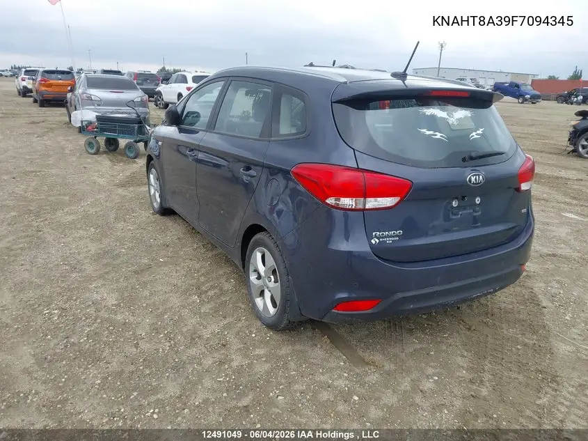 2015 Kia Rondo Lx/Lx Value/Lx Winter Edition VIN: KNAHT8A39F7094345 Lot: 12491049