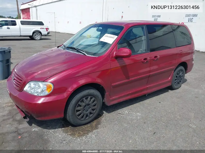 2002 Kia Sedona Ex/Lx VIN: KNDUP131226301456 Lot: 45644895