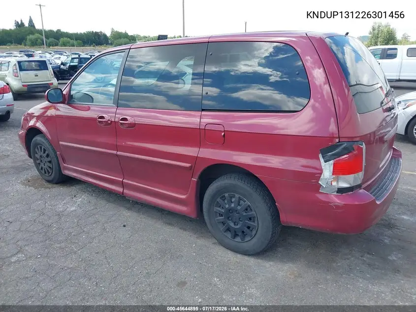 2002 Kia Sedona Ex/Lx VIN: KNDUP131226301456 Lot: 45644895