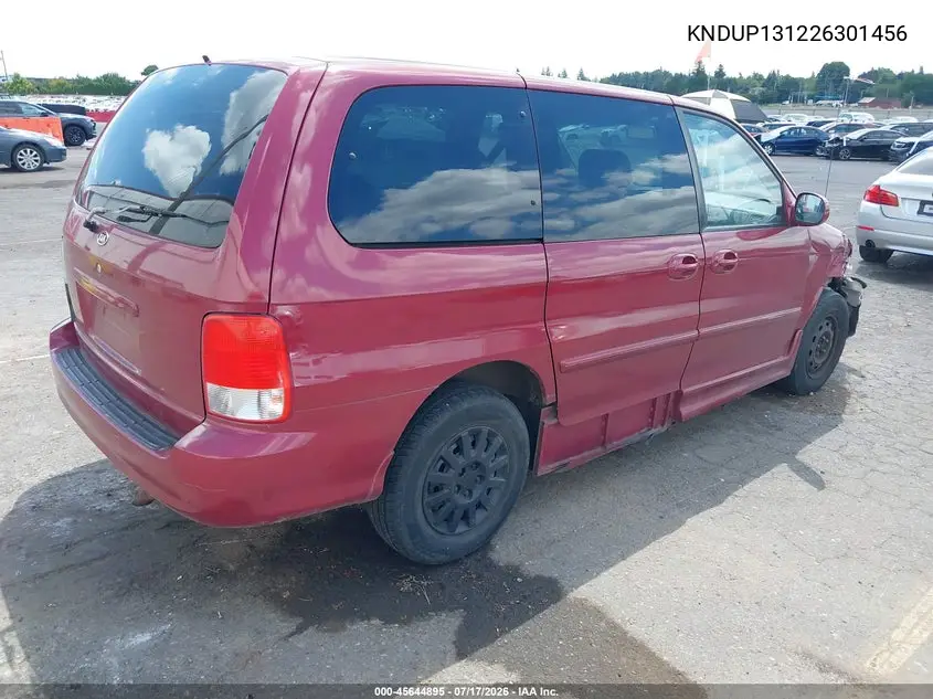 2002 Kia Sedona Ex/Lx VIN: KNDUP131226301456 Lot: 45644895