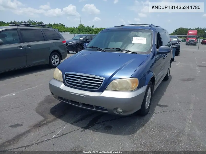2003 Kia Sedona Ex/Lx VIN: KNDUP131436344780 Lot: 45613573
