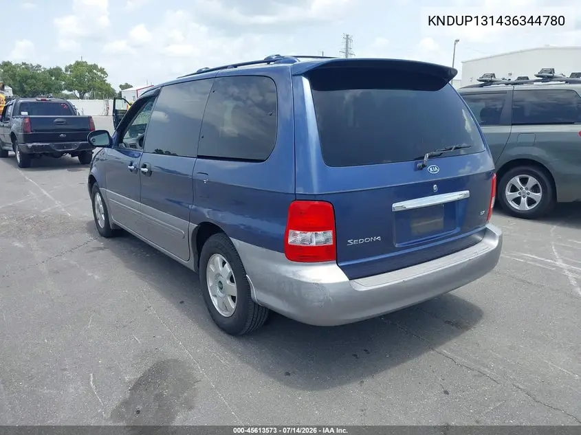 2003 Kia Sedona Ex/Lx VIN: KNDUP131436344780 Lot: 45613573