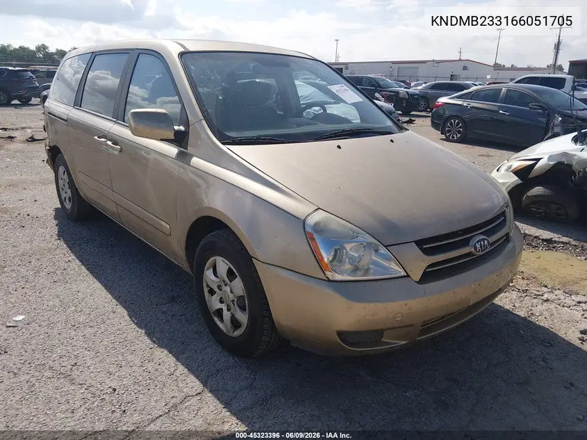 2006 Kia Sedona Ex/Lx VIN: KNDMB233166051705 Lot: 45323396