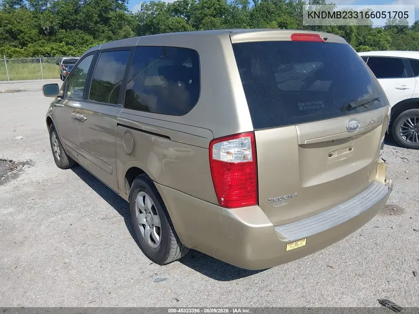 2006 Kia Sedona Ex/Lx VIN: KNDMB233166051705 Lot: 45323396