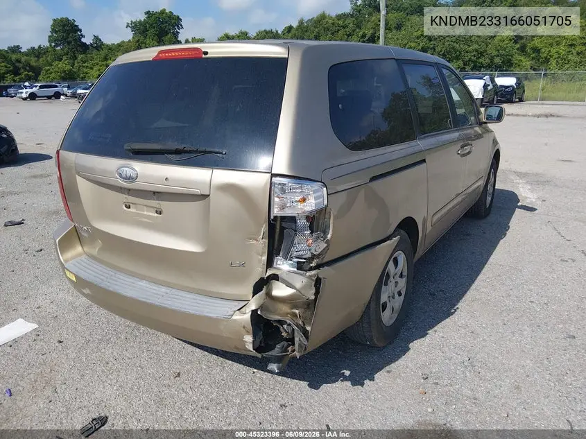 2006 Kia Sedona Ex/Lx VIN: KNDMB233166051705 Lot: 45323396