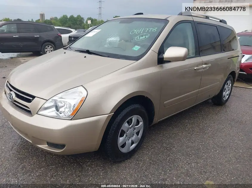 2006 Kia Sedona Ex/Lx VIN: KNDMB233666084778 Lot: 45356634