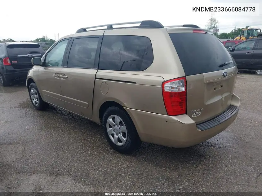 2006 Kia Sedona Ex/Lx VIN: KNDMB233666084778 Lot: 45356634